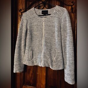 Adrienne Vittadini Black Top with Cream Embroidery